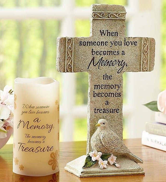 Someone You Love Memory Cross and Candle